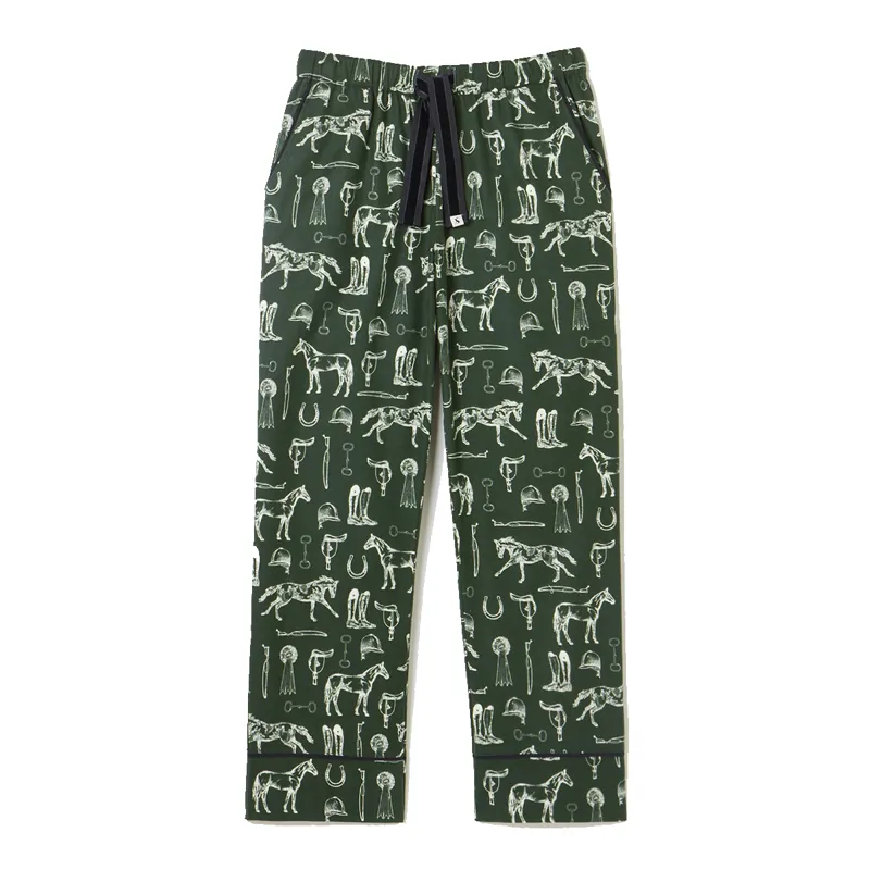 Joules Ladies Stella Pyjama Bottoms - Green Equestrian